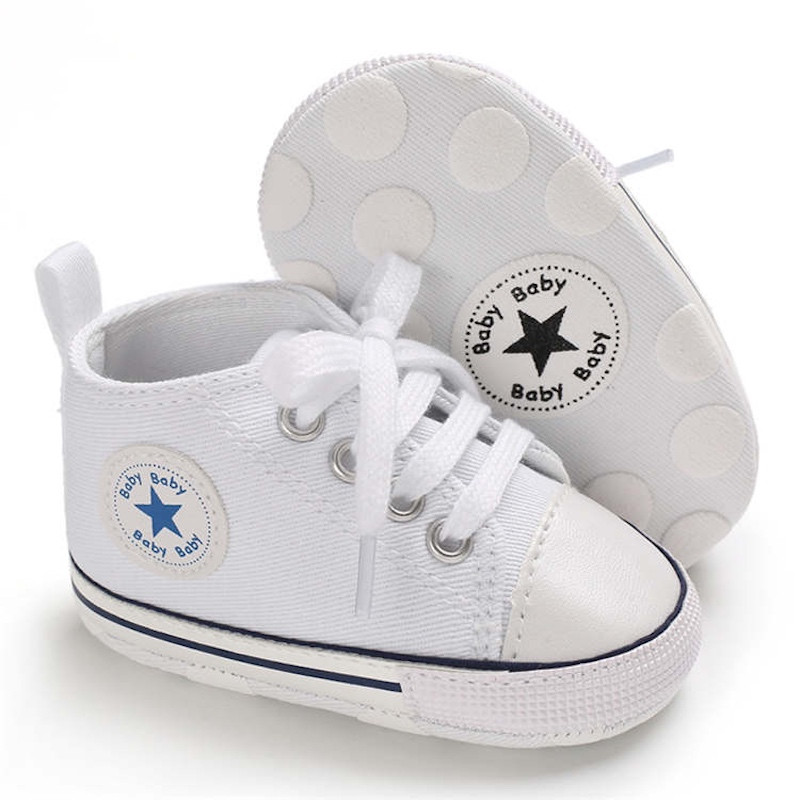 First Walker Canvas shoes crib Baby High Top Ankle shoes Boy and Girl White